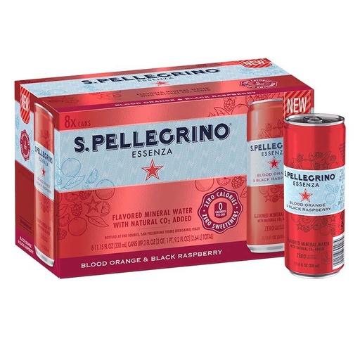 SPARKLING WATER ESSENZA BLOOD ORANGE AND BLACK RASPBERRY FLAVOURED  (SAN PELLEGRINO)