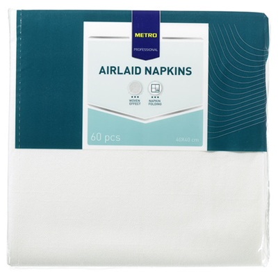 [108588] AIRLAID NAPKINS WHITE 40X40 (METRO PRO)