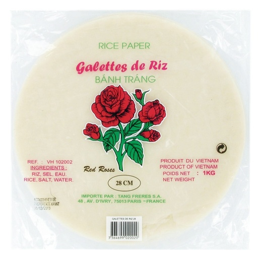 [278208] RICE PAPER ROUND WRAPPERS FOR NEM/SPRING ROLLS 28 CM (RED ROSE)