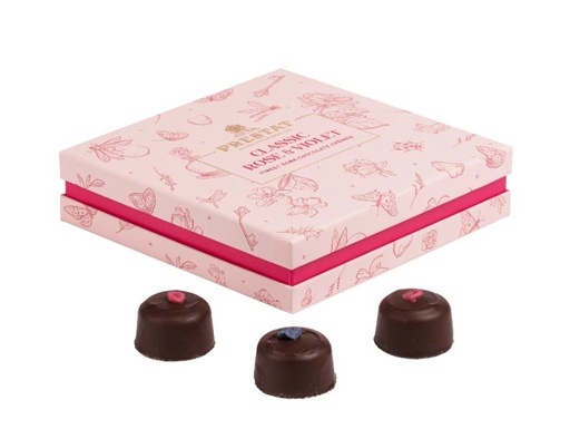 THE BOX CLASSIC ROSE & VIOLET DARK CHOCOLATE CREMES (PRESTAT)