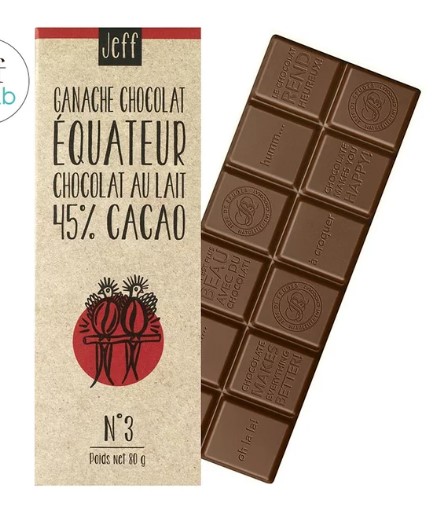 BAR N°3 MILK CHCOLATE GANACHE 45% ECUADOR (JEFF CLUB)