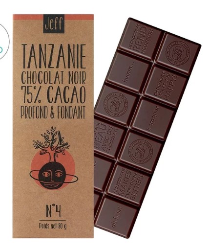 BAR N°4 DARK CHOCOLATE 75% TANZANIA (JEFF CLUB)