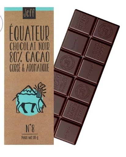 BAR N°8 DARK CHOCOLATE 80% ECUADOR (JEFF CLUB)