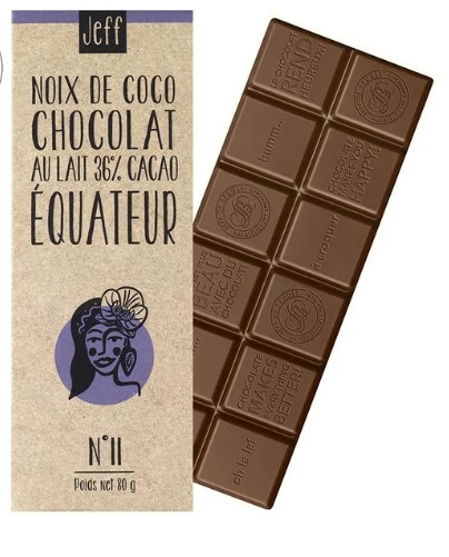 BAR N°11 MILK CHOCOLATE 36 % COCONUT (JEFF CLUB)