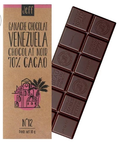 BAR N°12 DARK CHOCOLATE GANACHE 70% VENEZUELA (JEFF CLUB)