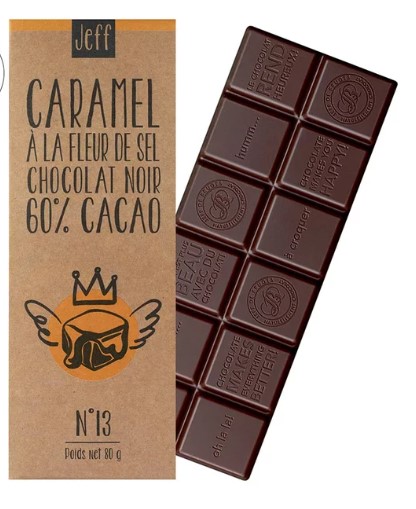 BAR N°13 DARK CHOCOLATE 60% AND CARAMEL WITH SALT (JEFF CLUB)