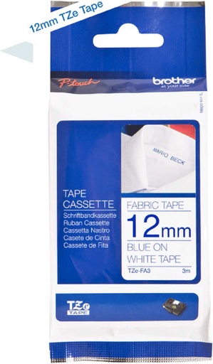 LAUNDRY TAPE CASSETTE 12MM  BLUE ON WHITE TAPE (BROTHER)