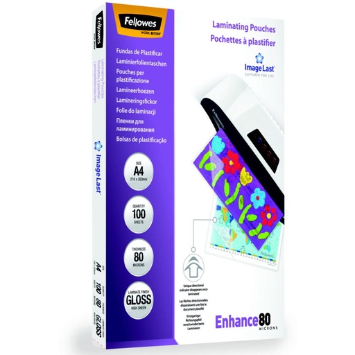 A4 LAMINATING POUCHES 80 MICRONS (FELLOWES)