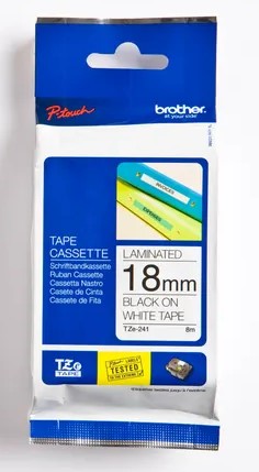 LABELS LAMINATED TZE 241 BLACK ON WHITE (BROTHER)