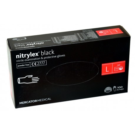 GLOVES NITRILE BLACK SIZE L NITRYLEX (MERCATOR MEDICAL)