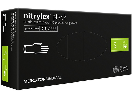 GLOVES NITRILE BLACK SIZE S NITRYLEX (MERCATOR MEDICAL)